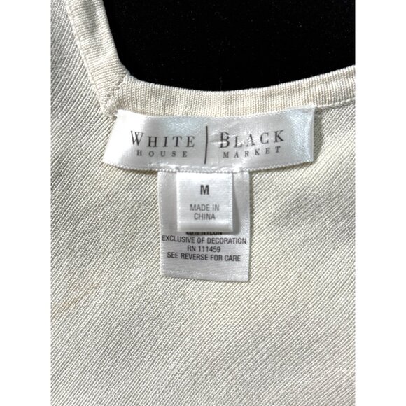 Vintage White House Black Market Silk Knit Beaded Rhinestone Tank Top M Y2K Ivor - Picture 4 of 9